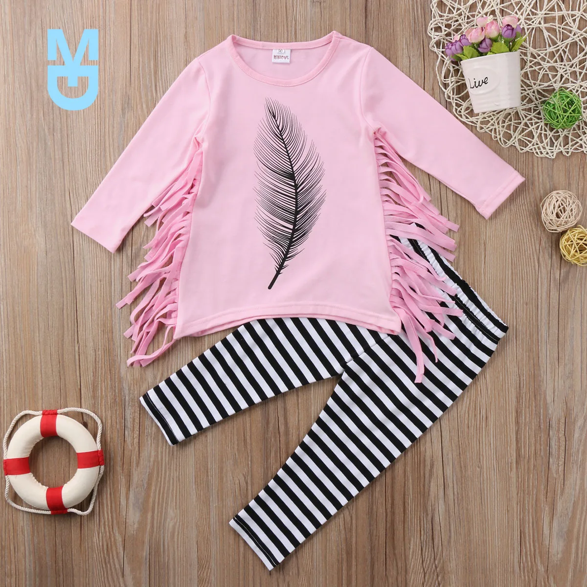 New Kid Baby Girl Clothing Set Girls Feather Tassel Pink Top+ Striped Pants Outfit Set 2Pcs Clothing Set
New Kid Baby Girl Clothing Set Girls Feather Tassel Pink Top+ Striped Pants Outfit Set 2Pcs Clothing Set