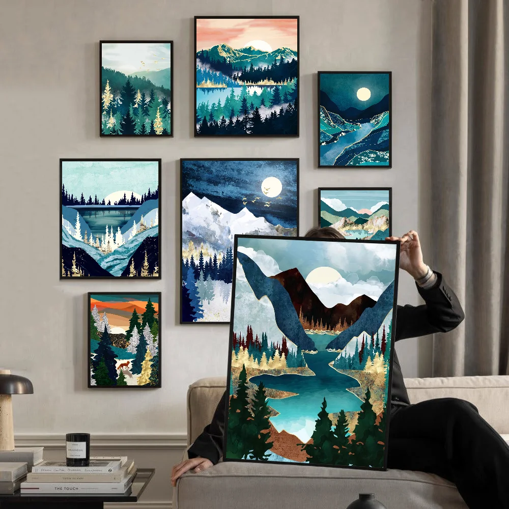 Moonlit Snow классический аниме постер водостойкая бумажная наклейка кофейня бар