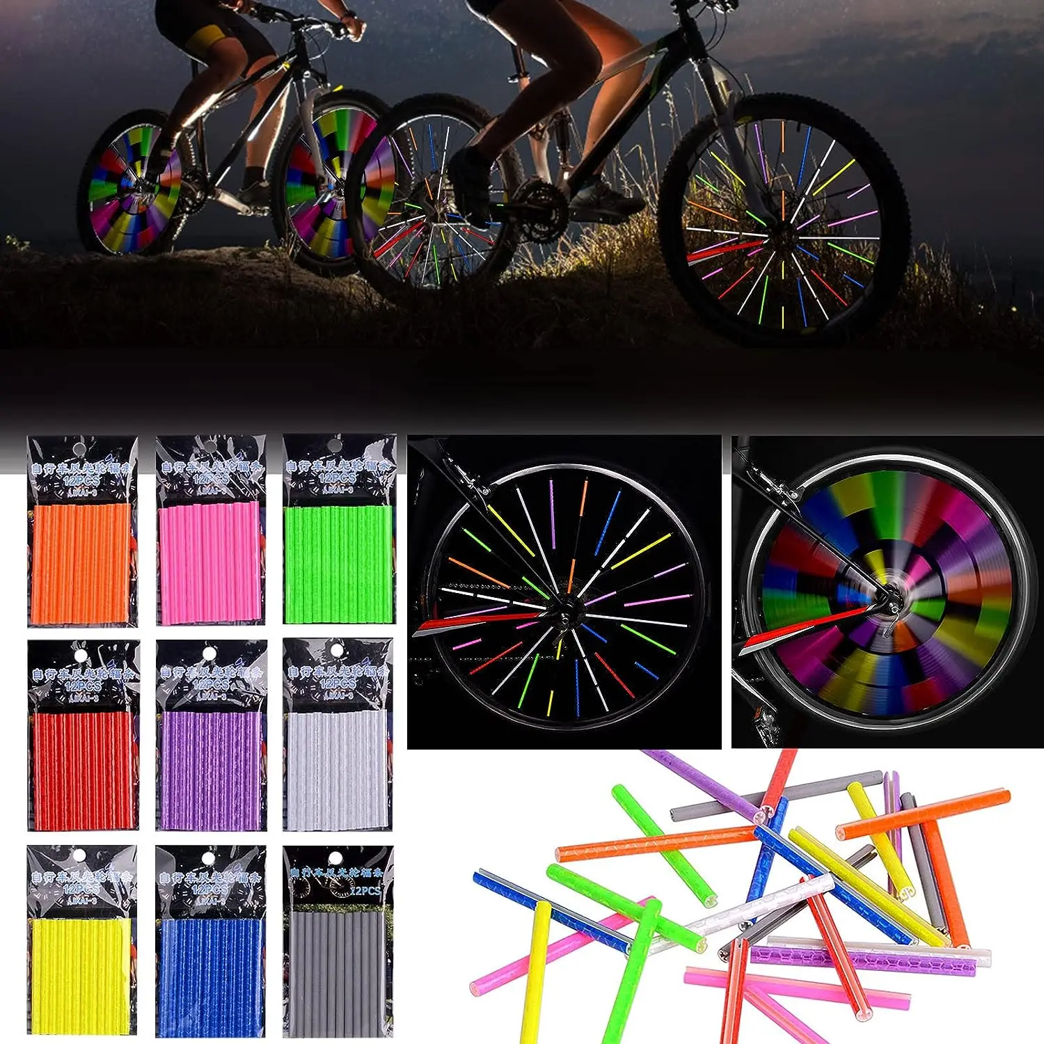 12Pcs Bike Reflector Tube Bike Wheel Spoke Reflective Sticker Cycling Bike Strip Reflective Reflector Bicycle Accessories
12Pcs Bike Reflector Tube Bike Wheel Spoke Reflective Sticker Cycling Bike Strip Reflective Reflector Bicycle Accessories