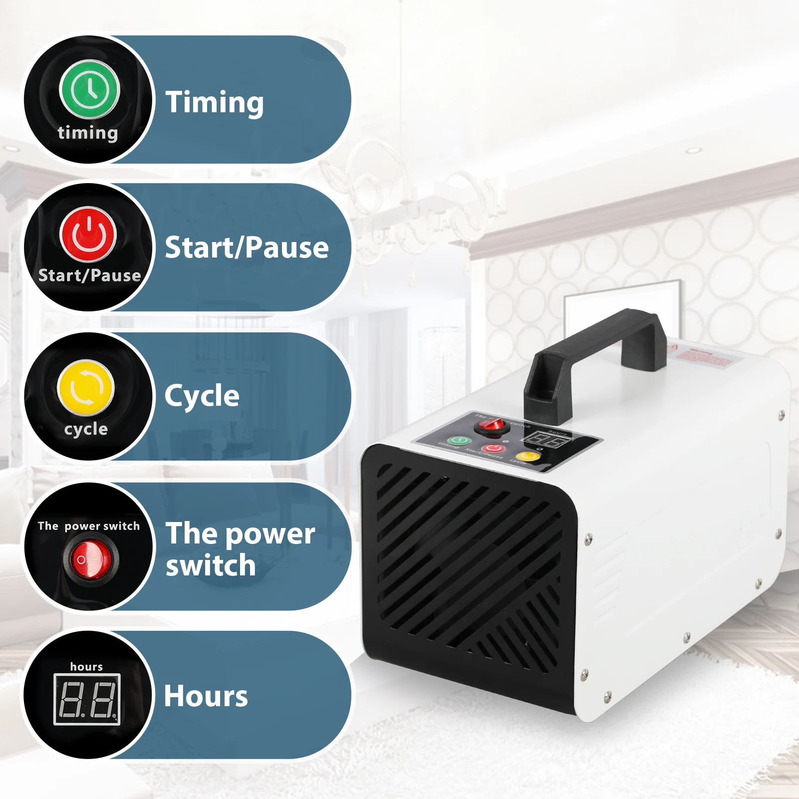 Ozone Generator Machine Air Purifier 20g/h Air Cleaner Ozone Disinfection Sterilization Ozonizer Mold Control Home Odor
Ozone Generator Machine Air Purifier 20g/h Air Cleaner Ozone Disinfection Sterilization Ozonizer Mold Control Home Odor