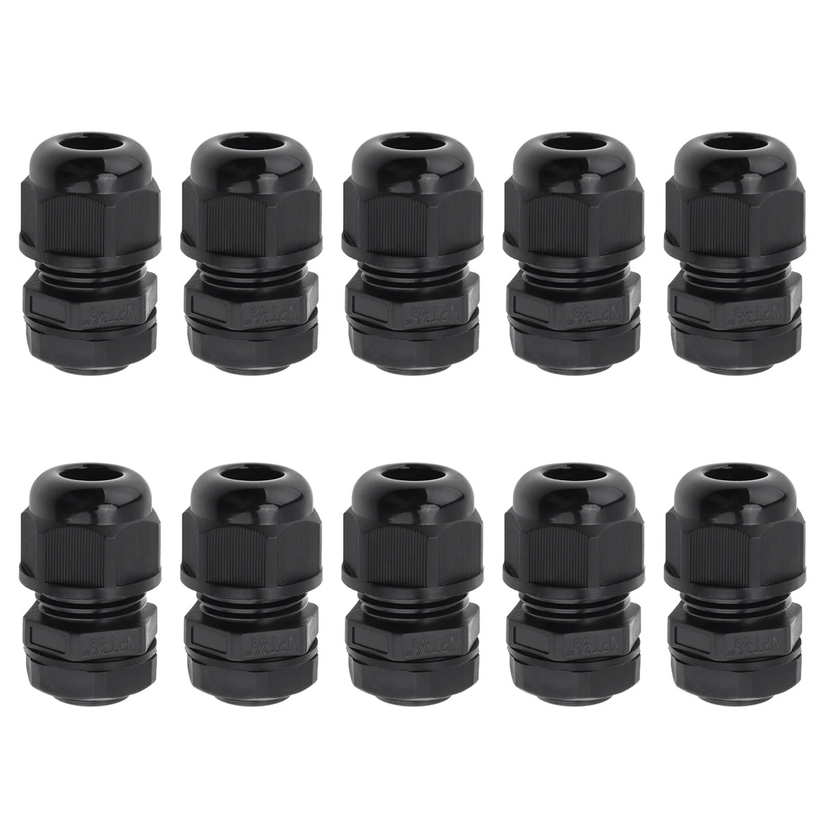 

10pcs 3/8 Inch NPT Cable Gland IP68 Nylon Strain Relief Waterproof Flame Retardant Connection Fixing Head