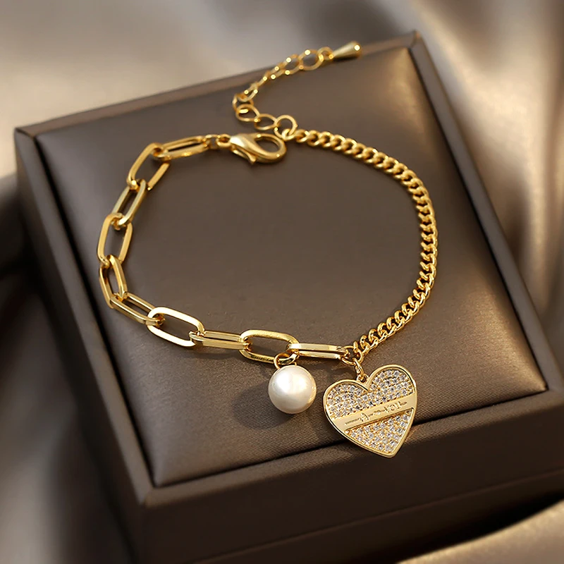 Trendy Design 14K Real Gold Love Heart Shaped Pearl Pendant Bracelet for Women Girl Accessories Temperament Jewelry AAA Zircon
Trendy Design 14K Real Gold Love Heart Shaped Pearl Pendant Bracelet for Women Girl Accessories Temperament Jewelry AAA Zircon