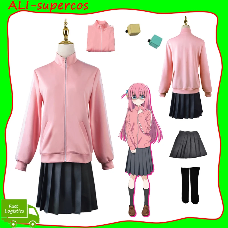 Anime Bocchi The Rock Cosplay JK Dress Costume Women Uniform Pink Coat Jacket Skirt Wig Set Clothing Girls Halloween Party Suits 
Anime Bocchi The Rock Cosplay JK Dress Costume Women Uniform Pink Coat Jacket Skirt Wig Set Clothing Girls Halloween Party Suits