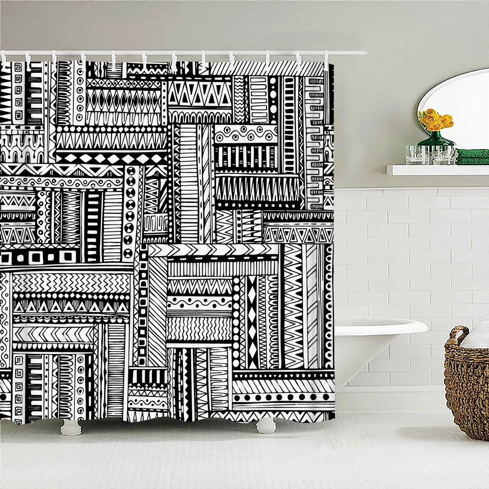 Waterproof Fabric Shower Curtain For Bathroom Black White Geometric Print Bathtub Curtains Polyester Bathroom Curtain with Hooks
Waterproof Fabric Shower Curtain For Bathroom Black White Geometric Print Bathtub Curtains Polyester Bathroom Curtain with Hooks