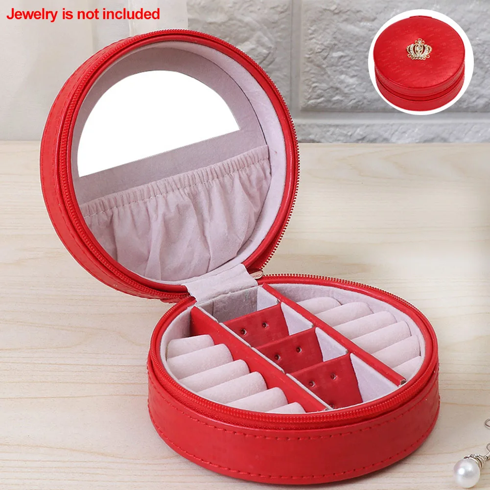 With Mirror Portable Organizer PU Leather Round Case Display Crown Design Necklace Jewelry Box Solid Rings Multi-layer
With Mirror Portable Organizer PU Leather Round Case Display Crown Design Necklace Jewelry Box Solid Rings Multi-layer