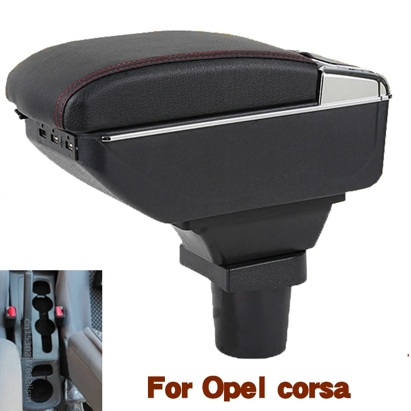 

For Opel corsa 2020 armrest box USB Charging heighten Double layer central Store content cup holder ashtray accessories