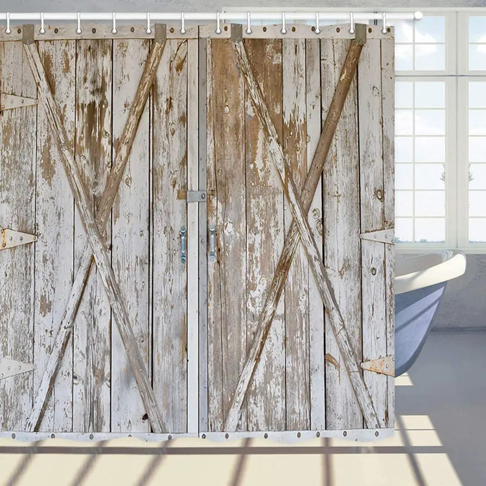 Rustic Shower Curtain Retro Simple Distressed Wood Barn Door Panels Bathroom Polyester Fabric Bath Curtains with Hooks
Rustic Shower Curtain Retro Simple Distressed Wood Barn Door Panels Bathroom Polyester Fabric Bath Curtains with Hooks
