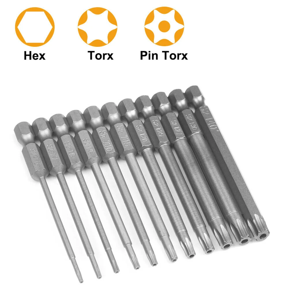 11pcs Torx Screwdriver Bit Set 1/4 Hex Shank Security Magnetic Head 75MM Extra Long-t40 Hand Tools Multifunctional Tools
11pcs Torx Screwdriver Bit Set 1/4 Hex Shank Security Magnetic Head 75MM Extra Long-t40 Hand Tools Multifunctional Tools