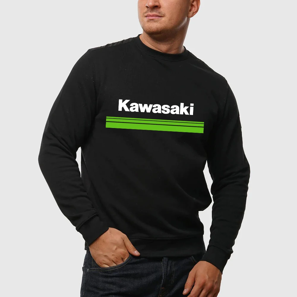 Осень-зима 2024 новинка мотоциклетный Мужской пуловер Kawasaki с круглым вырезом
