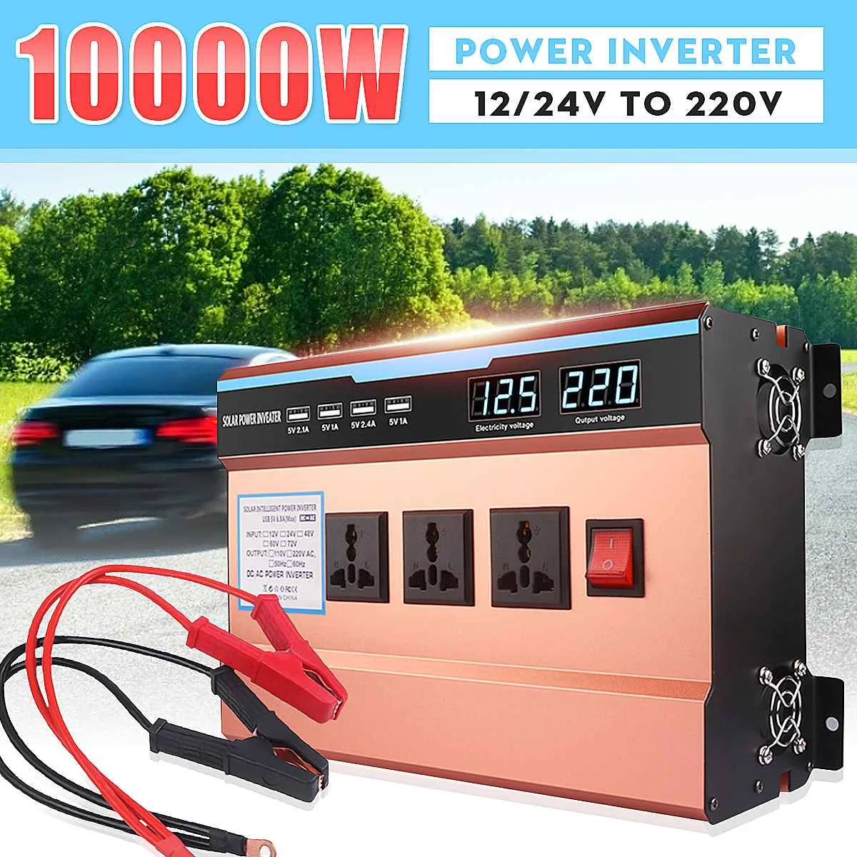 12V/24V 10000W Car Solar Power 4 USB Port Inverter Voltage Transformer Power Converter Modified Sine Wave Car Home Inverter
12V/24V 10000W Car Solar Power 4 USB Port Inverter Voltage Transformer Power Converter Modified Sine Wave Car Home Inverter
