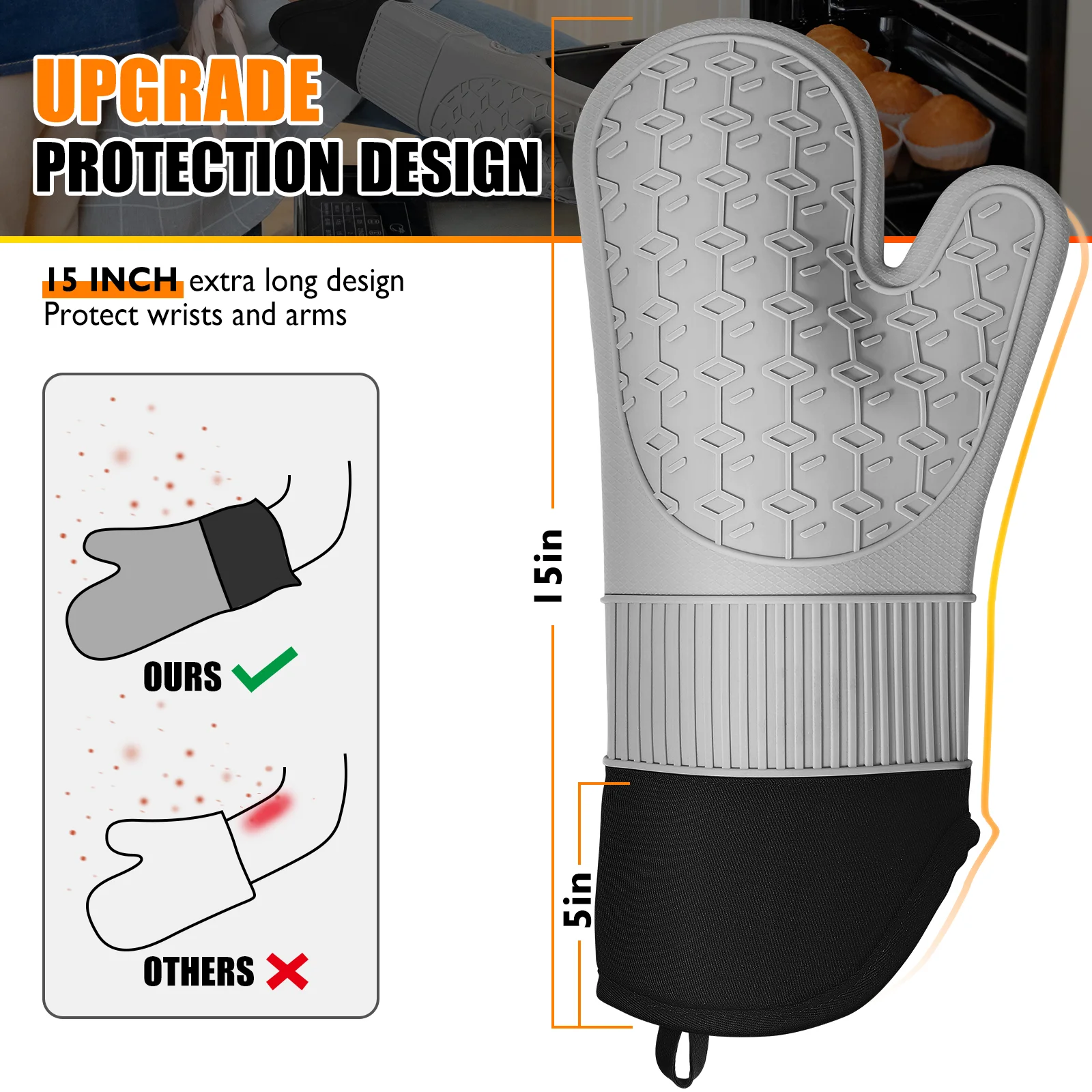 Silicone Mitts Kitchen Mittens Oven Gloves Set Protection Oven Mitt Set Silica Gel Pot Holders Kitchen Oven Pot Holders
Silicone Mitts Kitchen Mittens Oven Gloves Set Protection Oven Mitt Set Silica Gel Pot Holders Kitchen Oven Pot Holders