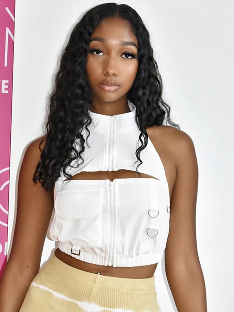 Summer Fashion Sexy Sleeveless Women Jacket Tank Top Pockets Zipper Ladies Vest Casual Solid Streetwear All-match Female Clothes
Summer Fashion Sexy Sleeveless Women Jacket Tank Top Pockets Zipper Ladies Vest Casual Solid Streetwear All-match Female Clothes