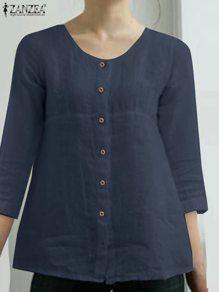 2023 ZANZEA Fashion Tunic Tops Shirt Summer Casual Blouse Woman 3/4 Sleeve O Neck Solid Chemise Femme Elegant OL Blusas Oversize
2023 ZANZEA Fashion Tunic Tops Shirt Summer Casual Blouse Woman 3/4 Sleeve O Neck Solid Chemise Femme Elegant OL Blusas Oversize