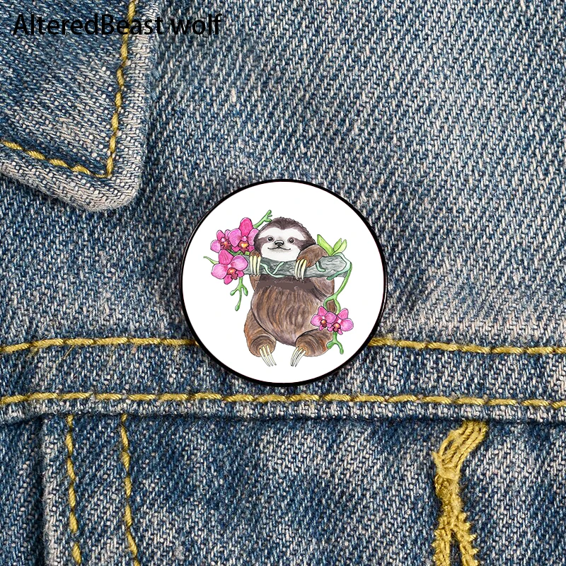 Happy Sloth with orchids Printed Pin Custom Funny Brooches Shirt Lapel Bag Cute Badge Cartoon enamel pins for Lover Girl Friends 
Happy Sloth with orchids Printed Pin Custom Funny Brooches Shirt Lapel Bag Cute Badge Cartoon enamel pins for Lover Girl Friends