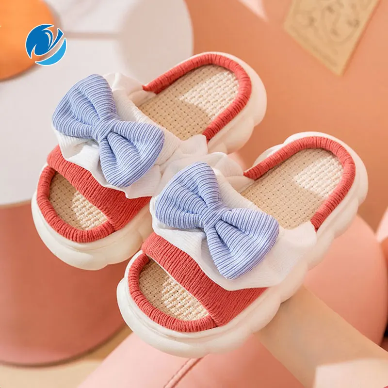 Mo Dou Girl's Slippers Linen Home Shoes EVA Thick Soft Sweet Bowknot Breathable Skid-proof Cozy Slides Easy Washing Concise
Mo Dou Girl's Slippers Linen Home Shoes EVA Thick Soft Sweet Bowknot Breathable Skid-proof Cozy Slides Easy Washing Concise