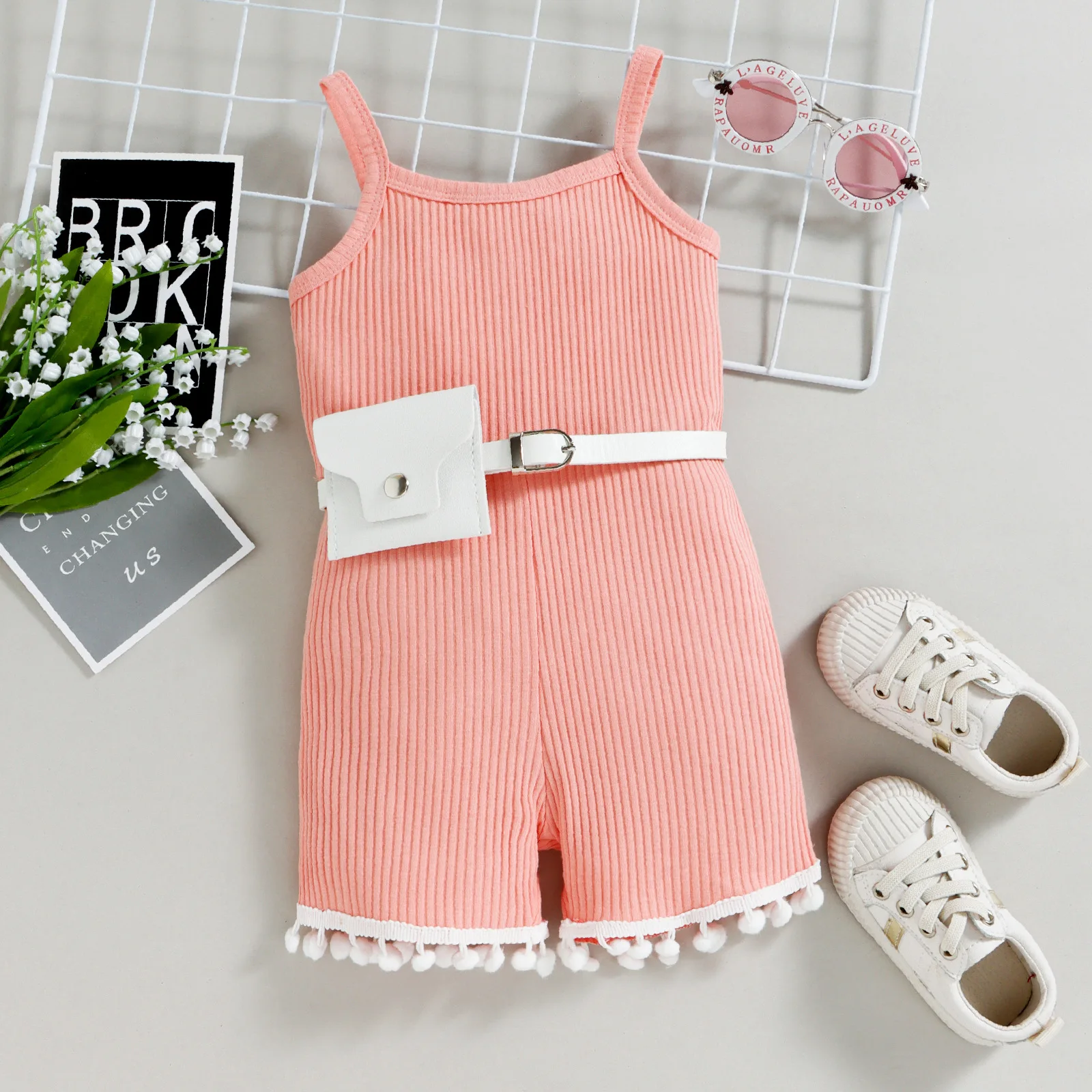 Toddler Girl Romper Baby Summer Clothes Infant Solid Ribbed Suspender Jumpsuit + Waist Bag Children Casual Pink Bodysuit
Toddler Girl Romper Baby Summer Clothes Infant Solid Ribbed Suspender Jumpsuit + Waist Bag Children Casual Pink Bodysuit