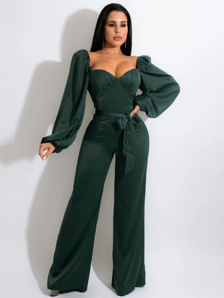 Jumpsuit Women Sexy Square Collar one piece outfit High Waist Long Sleeve Overalls Elegant Bodysuit Casual Wide Leg Jumpsuits
Jumpsuit Women Sexy Square Collar one piece outfit High Waist Long Sleeve Overalls Elegant Bodysuit Casual Wide Leg Jumpsuits