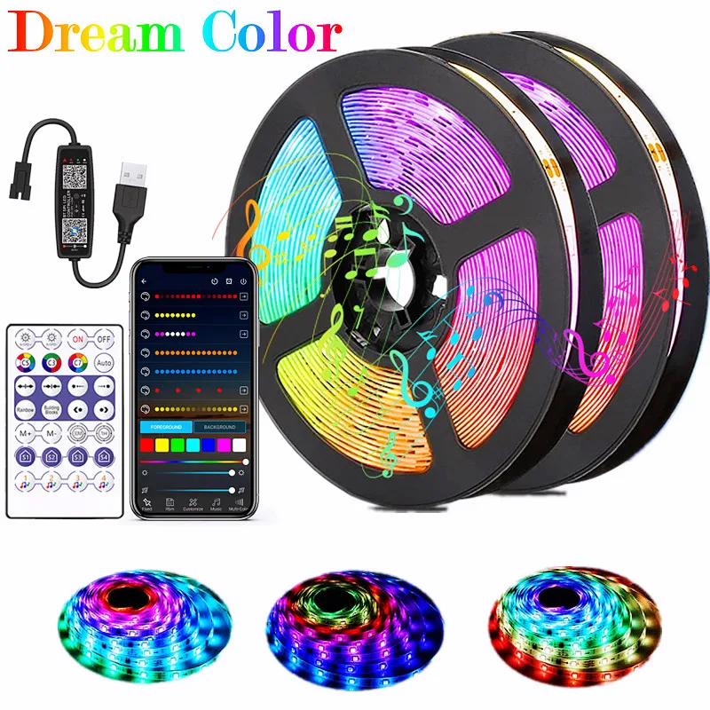 Светодиодная ленсветильник WS2812B 1-20 м RGB 5050 5 в постоянного тока USB гибкая лента с