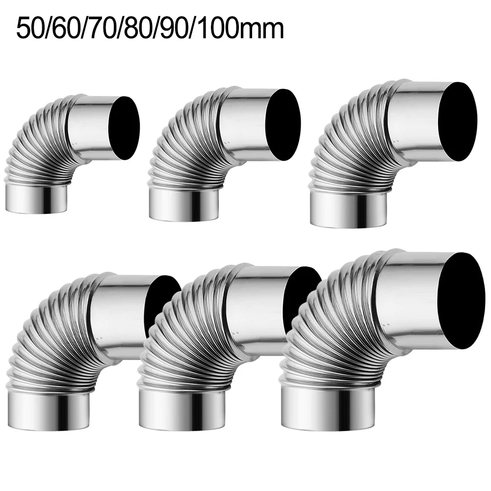 

1pc Stove Flue Steel Flue Pipe Elbow 50/60/70/80/90/100mm For Stove Fireplaces Smokers Rain Cap Pipes Chimney Liner Flue Parts