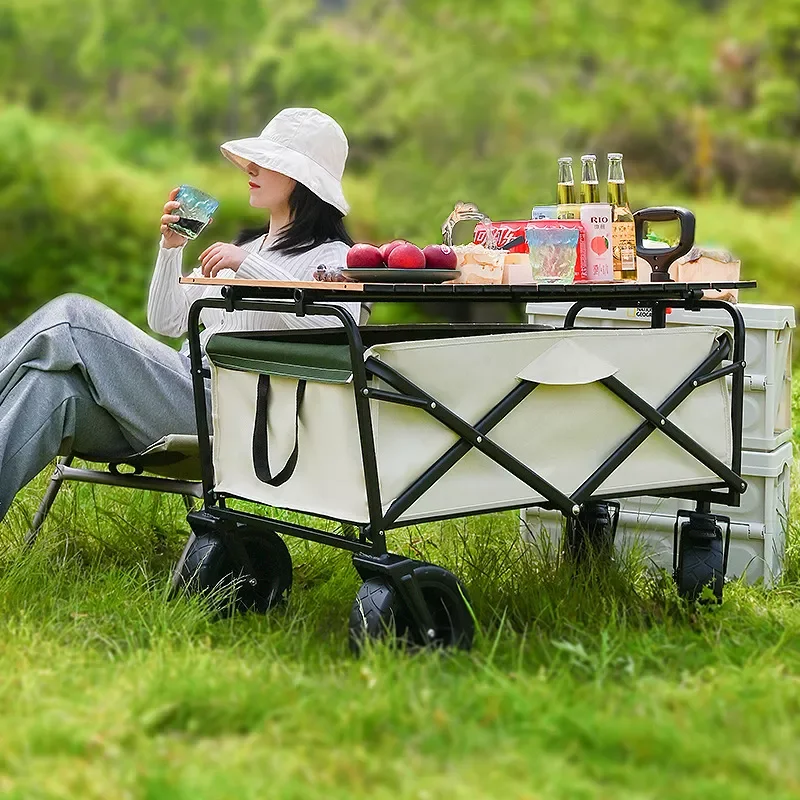 

NEW2023 Outdoor Camping Pull Car Camping mała przyczepa obóz piknikowy wózek składana lampka przenośny wózek wędkarski Express
