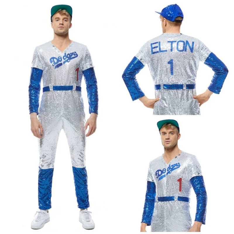 Костюм для косплея Elton John, бейсбольная Униформа Dodgers для мужчин и женщин, карнавальные костюмы на Хэллоуин
Костюм для косплея Elton John, бейсбольная Униформа Dodgers для мужчин и женщин, карнавальные костюмы на Хэллоуин