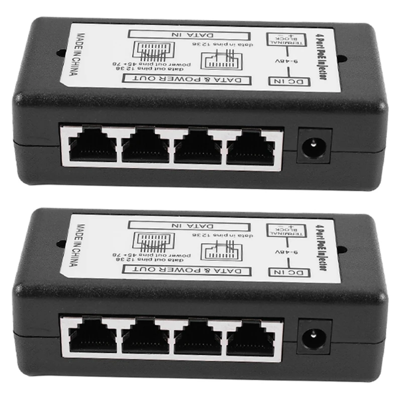 MOOL 2X 4 Port Poe Injector Poe Power Adapter Ethernet Power Supply Pin 4,5(+)/7,8(-)Input Dc12v-Dc48v For Ip Camera
MOOL 2X 4 Port Poe Injector Poe Power Adapter Ethernet Power Supply Pin 4,5(+)/7,8(-)Input Dc12v-Dc48v For Ip Camera