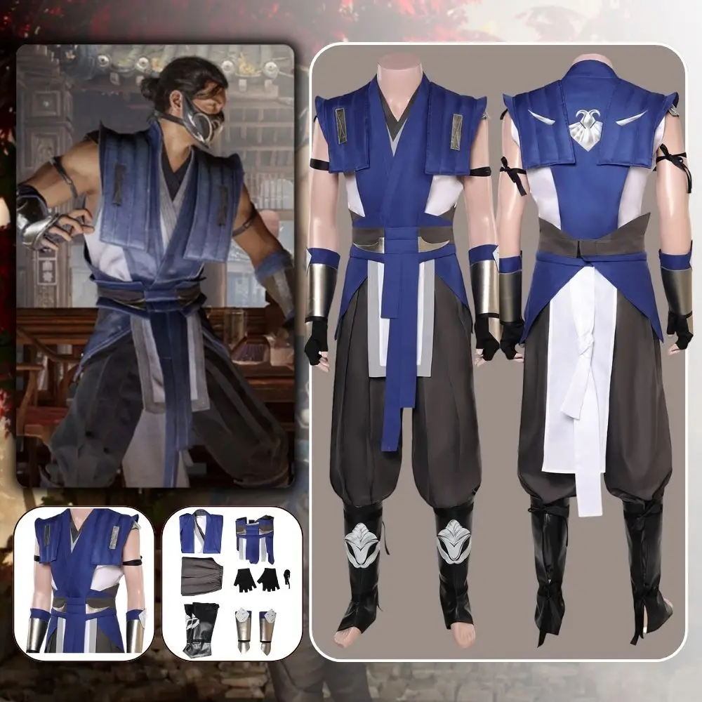 

Sub Zero Cosplay Game Mortal Kombat Costume Fantasia Disguise Adult Men Uniform Top Pants Mask Outfit Halloween Carnival Suit
