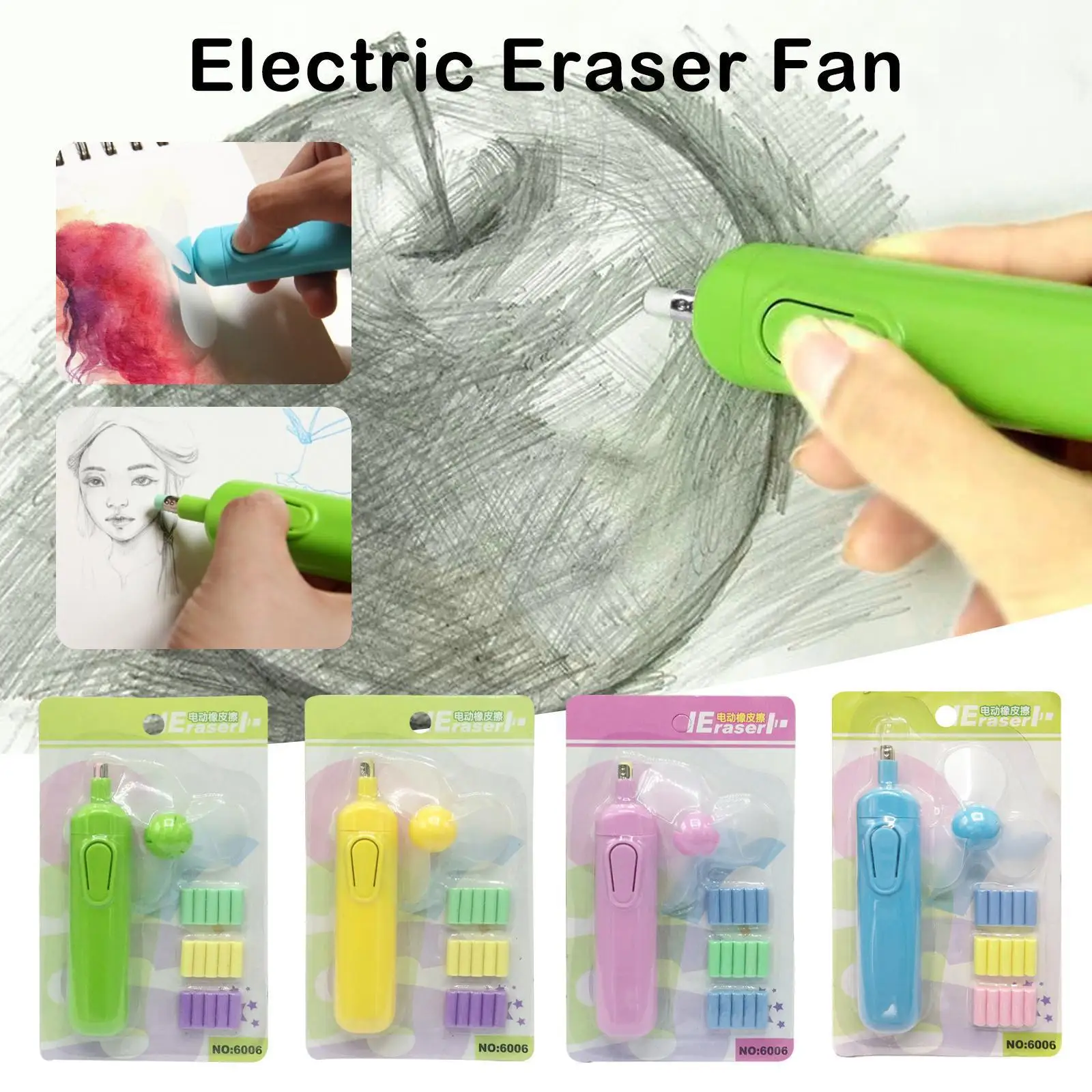 Cartoon Electric Eraser With Min Fan For Sketch Writing Drawing Battery Powered Electric Eraser Students School Stationery B7W1
Cartoon Electric Eraser With Min Fan For Sketch Writing Drawing Battery Powered Electric Eraser Students School Stationery B7W1