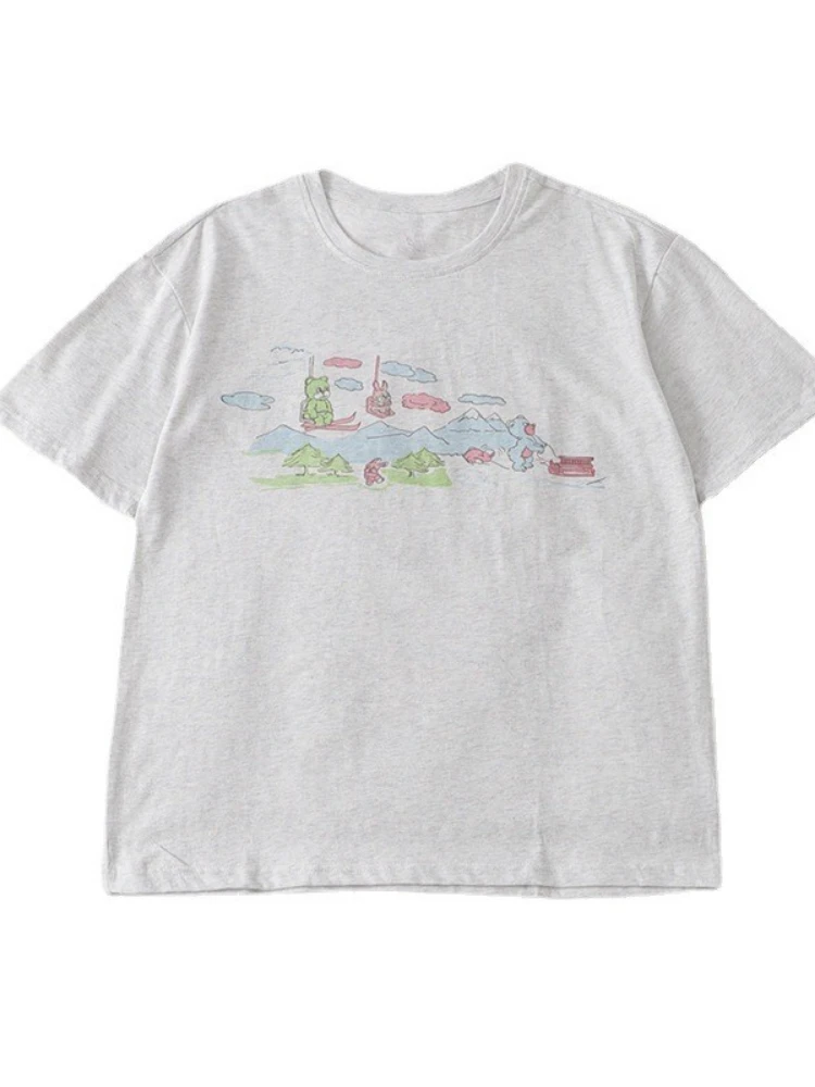 Women White Cartoon Print Graphic T Shirts 2021 Summer Short Sleeve O-neck Cotton Korean Ladies Casual Harajuku Basic Tops Tees
Women White Cartoon Print Graphic T Shirts 2021 Summer Short Sleeve O-neck Cotton Korean Ladies Casual Harajuku Basic Tops Tees