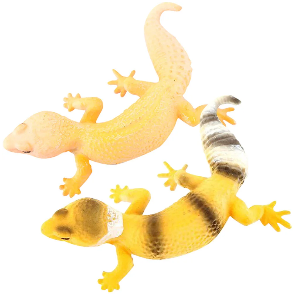 

2 Pcs Simulation Gecko Miniature Figurines Lizard Recognition Model Sculpture Animal Figures Realistic Pvc Figurine Fake Toddler