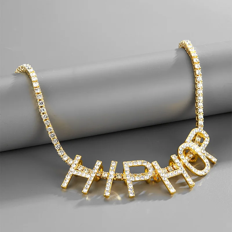 Hip-hop Jewelry HIP HOP Letter Stitching Pendant Full of Diamonds Gold Silver Tennis Chain All-match Necklace Ins Style New
Hip-hop Jewelry HIP HOP Letter Stitching Pendant Full of Diamonds Gold Silver Tennis Chain All-match Necklace Ins Style New