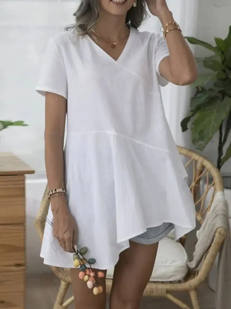 Sexy V-Neck Short Sleeve Shirts Celmia Fashion Women Blouses 2022 Summer Asymmetrical Ladies Top Casual Solid Tunic Blusas Femme
Sexy V-Neck Short Sleeve Shirts Celmia Fashion Women Blouses 2022 Summer Asymmetrical Ladies Top Casual Solid Tunic Blusas Femme