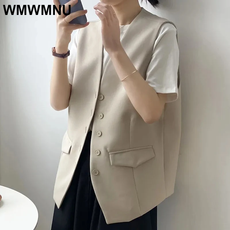 Women's sleeveless Blazer Coats Office V-neck Classic Black Vests Outwears Femme New Business Casual Loose Waistcoat Blazer
Women's sleeveless Blazer Coats Office V-neck Classic Black Vests Outwears Femme New Business Casual Loose Waistcoat Blazer