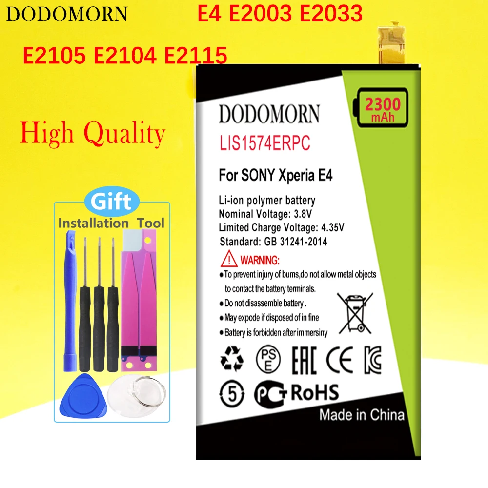 Аккумулятор DODOMORN LIS1574ERPC для SONY Xperia E4 E2003 E2033 E2105 E2104 E2115 мобильный телефон высокое качество + номер для отслеживания
Аккумулятор DODOMORN LIS1574ERPC для SONY Xperia E4 E2003 E2033 E2105 E2104 E2115 мобильный телефон высокое качество + номер для отслеживания