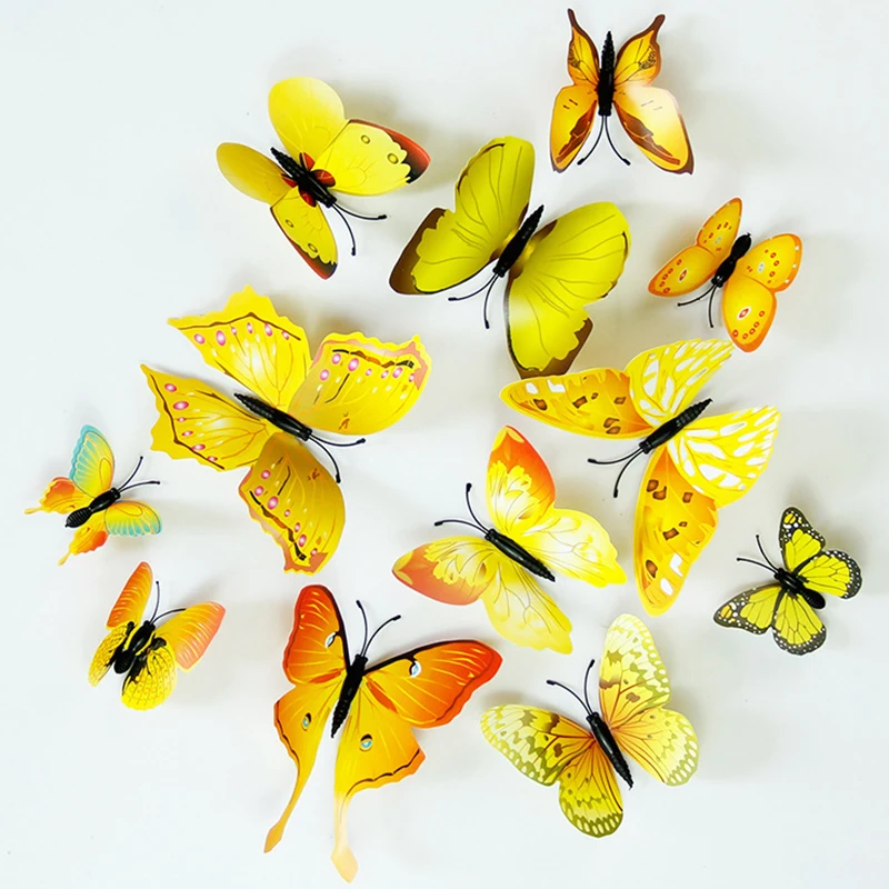 12Pcs Yellow 3D Butterfly Wall Stickers For Home Living Room Decorations DIY Sticker Birthday Wedding Party Backdrop Supplies
12Pcs Yellow 3D Butterfly Wall Stickers For Home Living Room Decorations DIY Sticker Birthday Wedding Party Backdrop Supplies