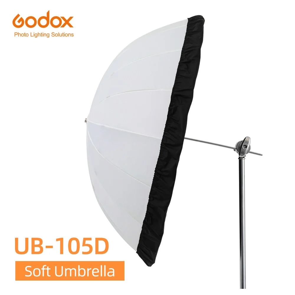 

Godox UB-105D 105cm White Parabolic Reflective Transparent Soft Umbrella Studio Light Umbrella with Black Silver Diffuser Cover