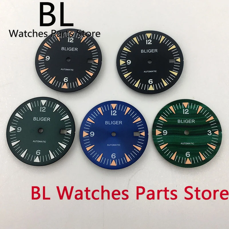 

BL 31.9mm Sterile Watch Dial Black Blue Green Orange Yellow White Time Marks Luminous Fit NH35 NH36 ETA Miyota Pt5000 Movement