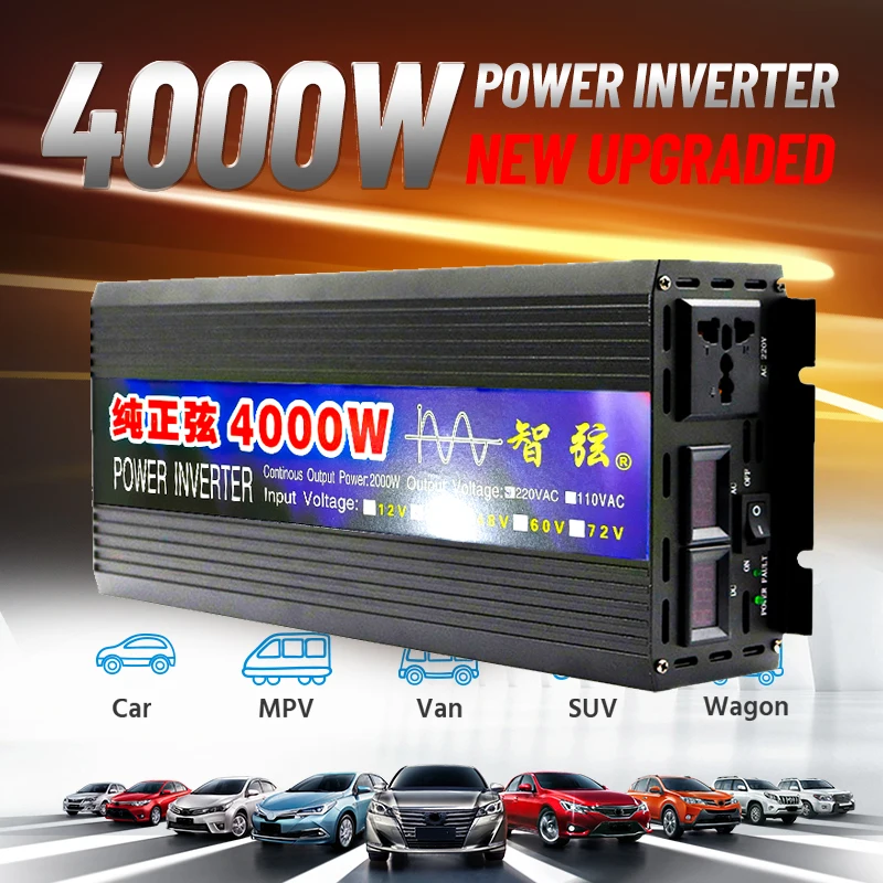 Inverter 12V 220V Pure Sine Wave 4000W DC 12V 24V To AC 220V Voltage Converter 50/60HZ with LED Display Car AC Power Inverter
Inverter 12V 220V Pure Sine Wave 4000W DC 12V 24V To AC 220V Voltage Converter 50/60HZ with LED Display Car AC Power Inverter