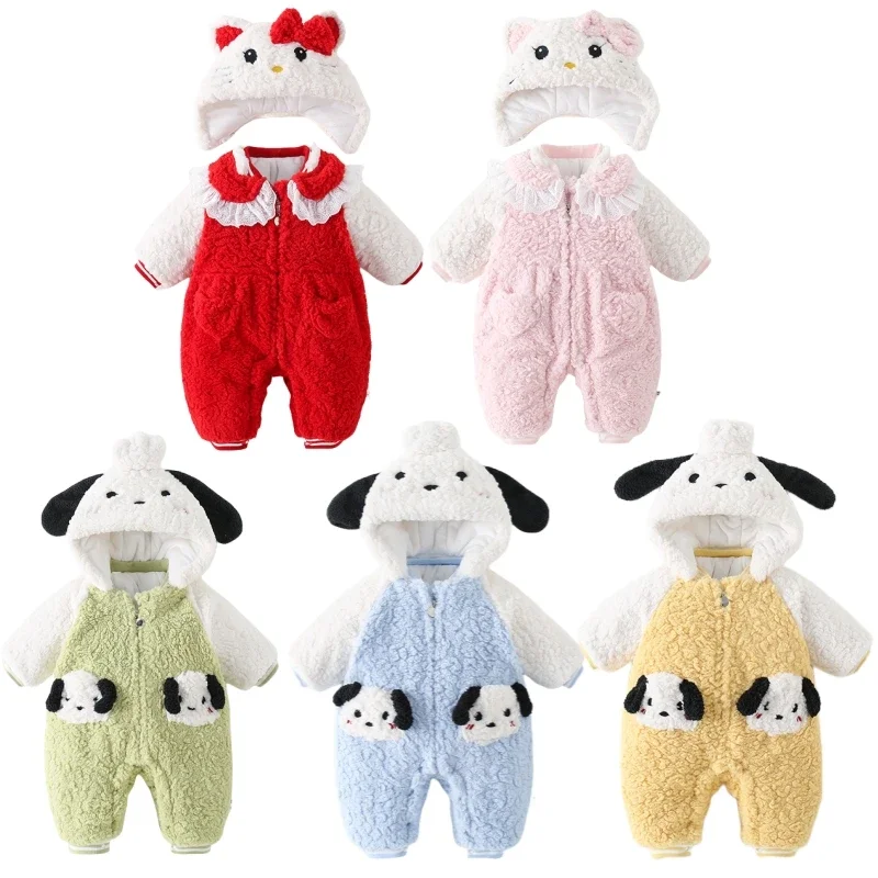 Sanrios Anime Hellokittys Pochacco Winter Thickened Baby Clothes Cartoon Children Plush Jumpsuit Kawaii Warm Hooded Bodysuit
Sanrios Anime Hellokittys Pochacco Winter Thickened Baby Clothes Cartoon Children Plush Jumpsuit Kawaii Warm Hooded Bodysuit