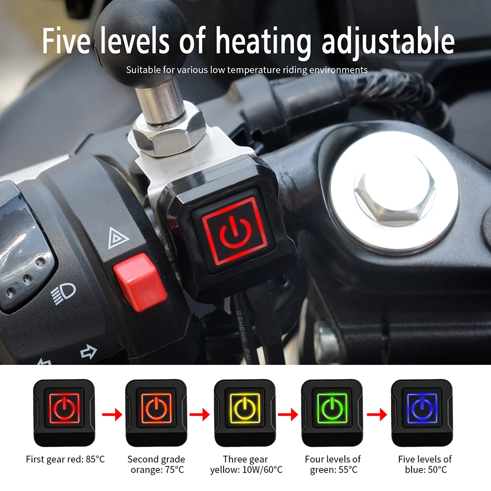 12 V Heated Motorcycle Handlebar Grips SAE Plug 5-Level Warmer Electric Heated Grip Cover Anti Slip Hot Handlebar
12 V Heated Motorcycle Handlebar Grips SAE Plug 5-Level Warmer Electric Heated Grip Cover Anti Slip Hot Handlebar