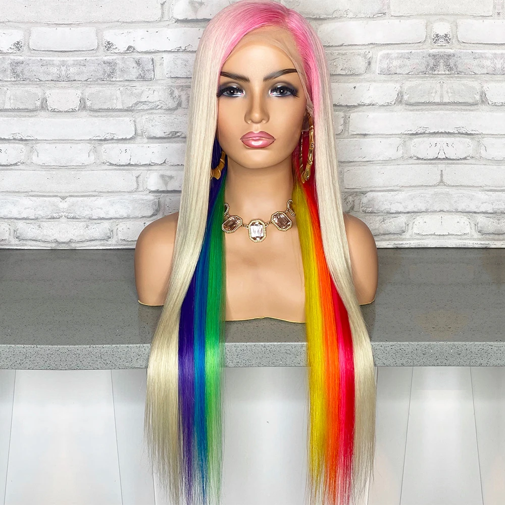 Blue Highlight Lace Front Wigs Rainbow Ombre Straight Human Hair Wigs Pre Plucked 613 Hd Transparent Lace Frontal Wigs For Women
Blue Highlight Lace Front Wigs Rainbow Ombre Straight Human Hair Wigs Pre Plucked 613 Hd Transparent Lace Frontal Wigs For Women