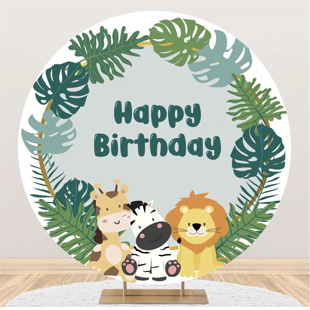 Forest Cartoon Animals Round Backdrop Baby Lion Green Leaf Kids Birthday Party Photo Circle Background Table Booth Custom Poster
Forest Cartoon Animals Round Backdrop Baby Lion Green Leaf Kids Birthday Party Photo Circle Background Table Booth Custom Poster