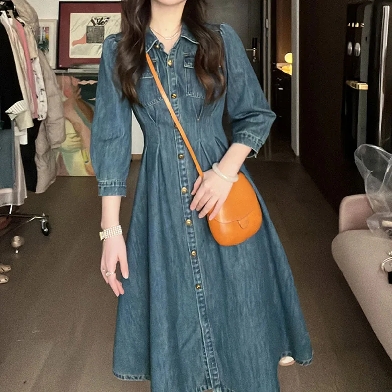 Free ShippingNew Retro Weekend Waisted Denim Dress Women's Spring High Waist A- Line Long Dress Trendy
Free ShippingNew Retro Weekend Waisted Denim Dress Women's Spring High Waist A- Line Long Dress Trendy
