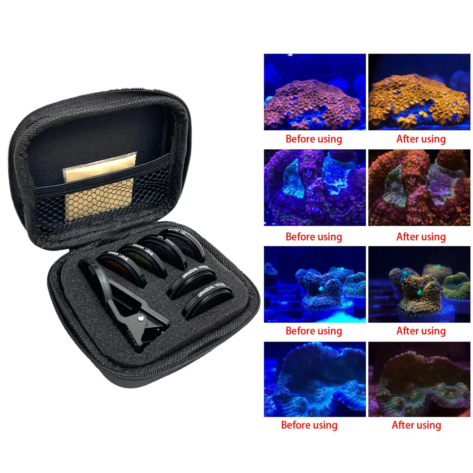 Coral Lens Filter Kits Graduated Color Filter with Storage Case Coral View Lens Underwater Photography Lens Portable for Phone
Coral Lens Filter Kits Graduated Color Filter with Storage Case Coral View Lens Underwater Photography Lens Portable for Phone