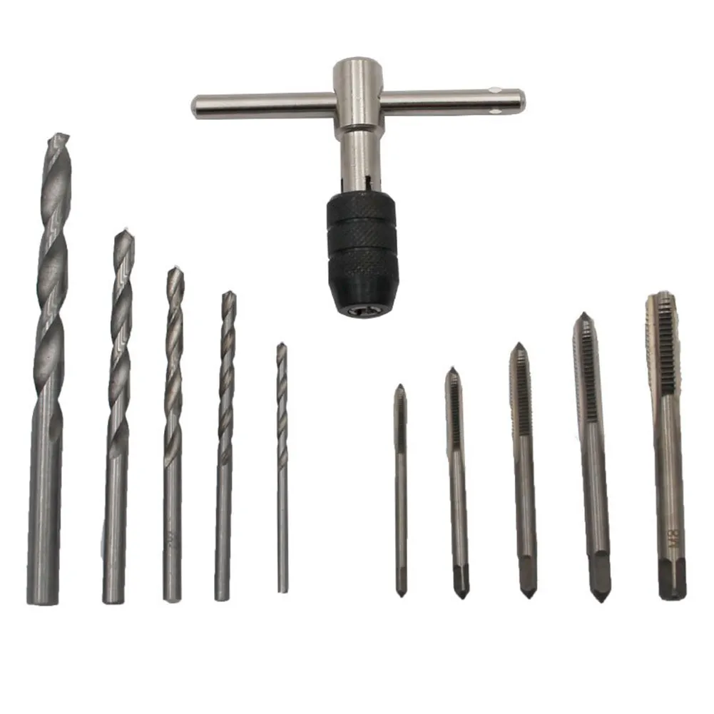 11pcs Tap Wrench Drill Set T-type Wrench M3/M4/M5/M6/M8 Tap 2.5mm-7mm Drill Bit Screw Thread Tap Hand Tapping Tools
11pcs Tap Wrench Drill Set T-type Wrench M3/M4/M5/M6/M8 Tap 2.5mm-7mm Drill Bit Screw Thread Tap Hand Tapping Tools
