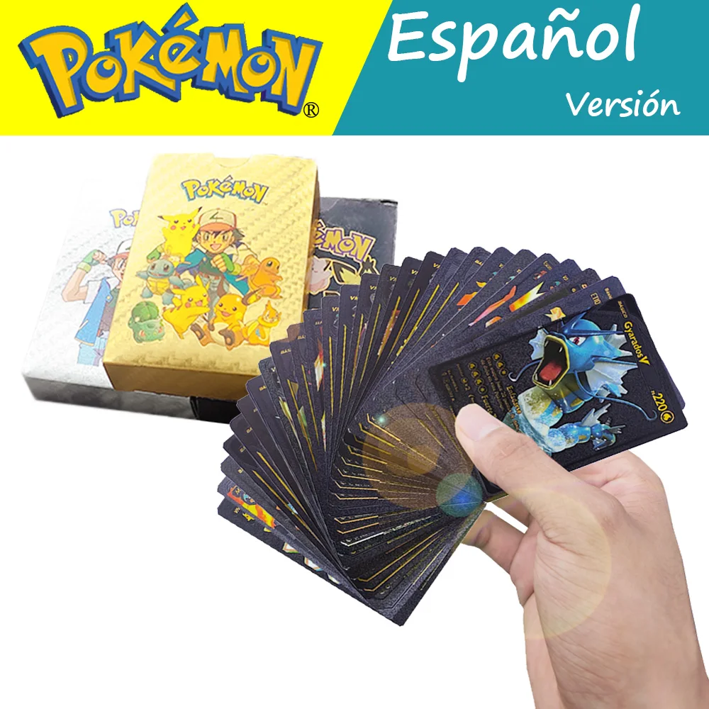 

New 27-55pcs Pokemon Cards Toys Black Spain Charizard Anime Tag Team Vmax GX EX Pikachu Mewtwo Mega Battle Game Gold Card Kids