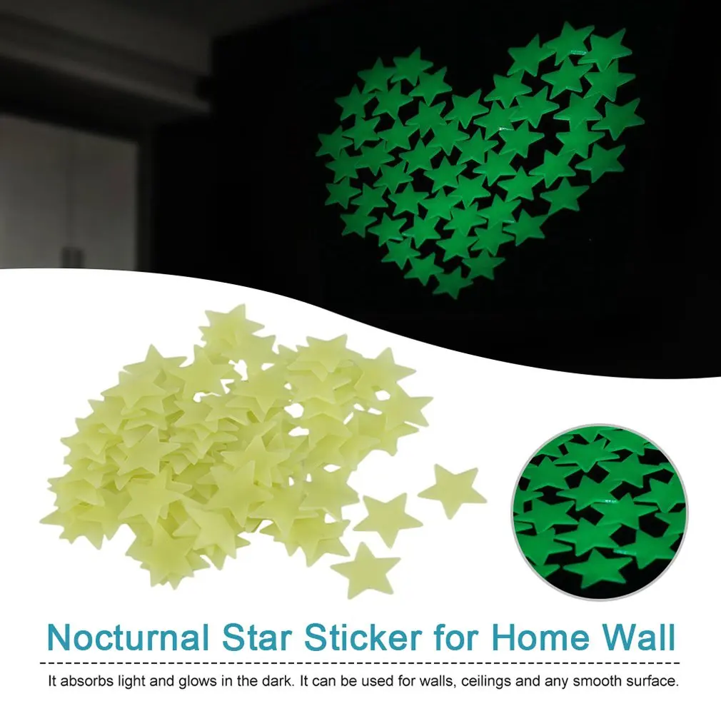 

100PCS Luminous 3D Stars Dots Wall Sticker for Kids Room Bedroom Home Decor Glow In The Dark Moon Decal Fluorescent Stickers