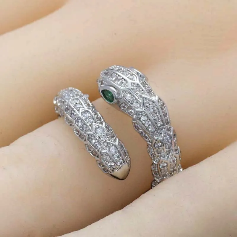 Glittering Zircon White CZ Snake Scale Snake Head Ring Open Jewelry Rings for Women
Glittering Zircon White CZ Snake Scale Snake Head Ring Open Jewelry Rings for Women