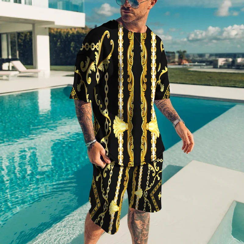 Men's Summer T Shirt Set Beach Short Sleeve Suit Tracksuit Fashion 3D Printed Streetwear 2 Piece Loose Clothes Oversized
Men's Summer T Shirt Set Beach Short Sleeve Suit Tracksuit Fashion 3D Printed Streetwear 2 Piece Loose Clothes Oversized