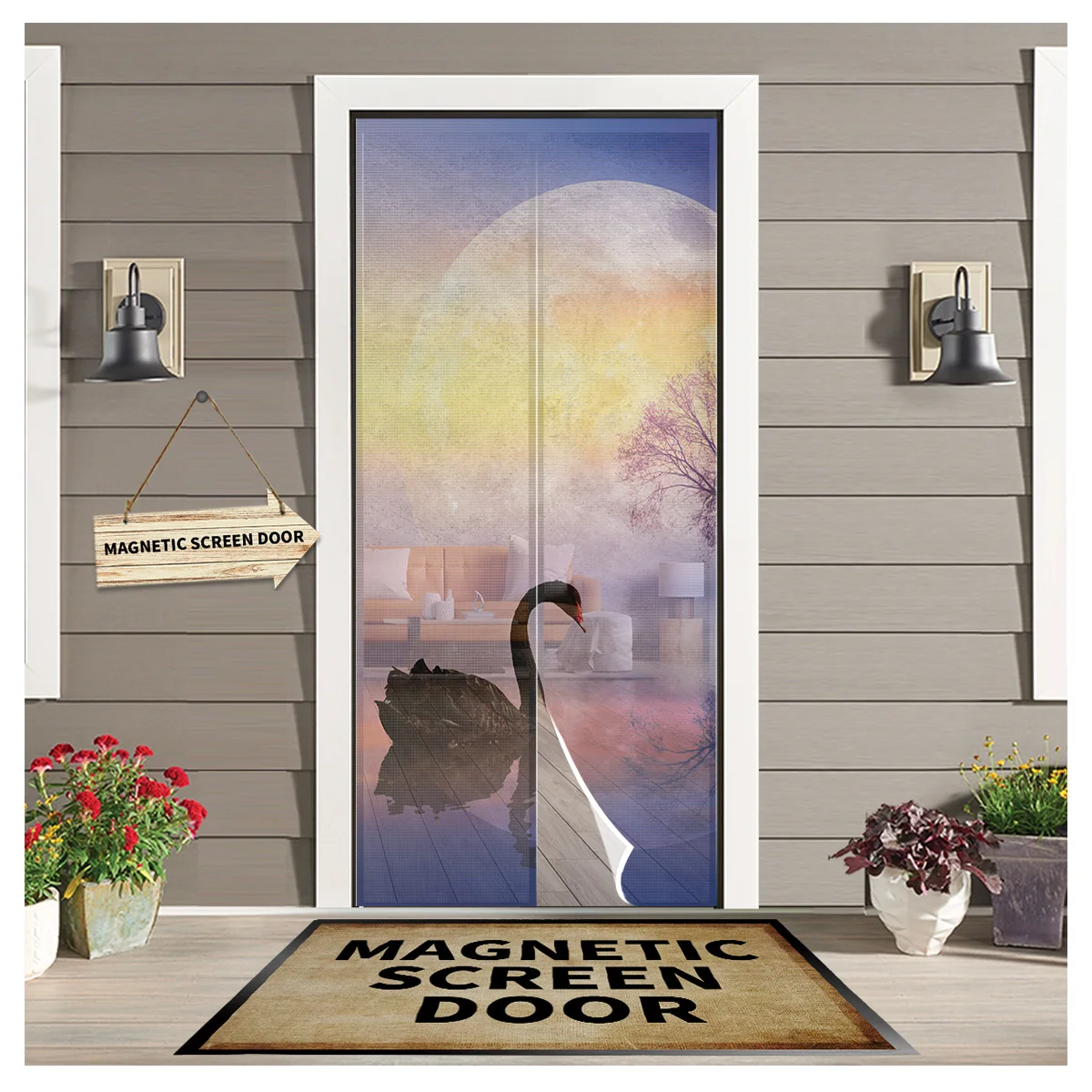 Lake Water Moon Black Swan Curtain Anti Mosquito Insect Curtains Magnetic Net Mesh Door Screen Kitchen Curtain
Lake Water Moon Black Swan Curtain Anti Mosquito Insect Curtains Magnetic Net Mesh Door Screen Kitchen Curtain
